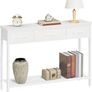 Console Table with 3 Fabric Drawers, Narrow Console Table with Open Shelf, 97 cm L Slim Entryway Table, Couch Table, for Hallway, Living Room, Bedroom, White Image 4