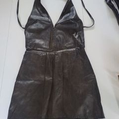 Pretty Little Thing Faux Leather Halterneck Bodycon Dress (size 4) - New with Tags