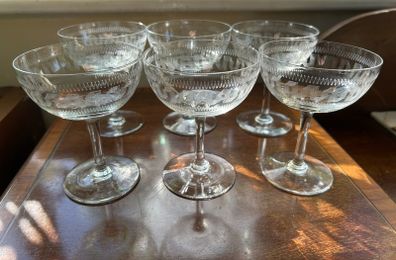 Antique Champagne and Sherry glasses