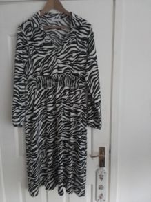 Dress/Zebra Print Long Sleeve Crinkle Midi Dress. ..  Price Drop