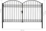 Fence Gate Double Door with Arched Top Steel 300x200 cm Black