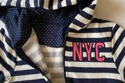 Brand new Navy Marine Stripe Zip Up Sweater / Hoodie