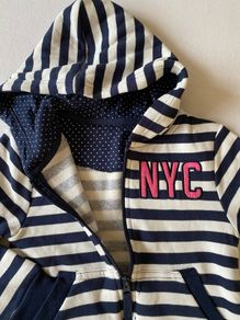 Brand new Navy Marine Stripe Zip Up Sweater / Hoodie