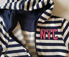 Brand new Navy Marine Stripe Zip Up Sweater / Hoodie