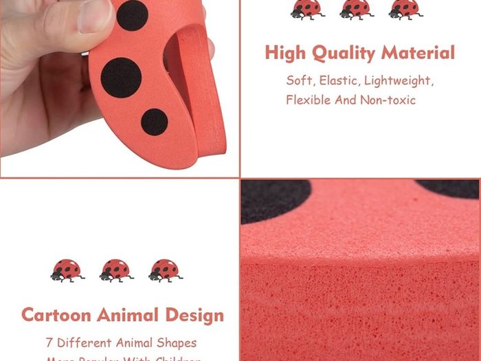 Children's Door Stop, Child Safety Door, Animal Design, Doorstop, Finger Clamp Protection, Foam Baby Safety Protection of Children's Hands and Pets from Injuries (Pack of 7)