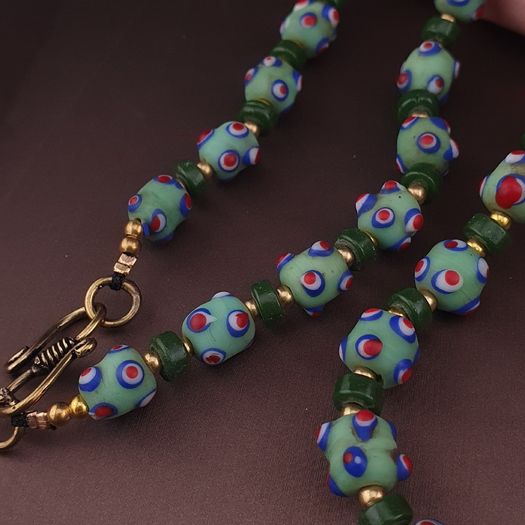 Vintage Venetian Style Skunk Eyes GlassBeads Necklace