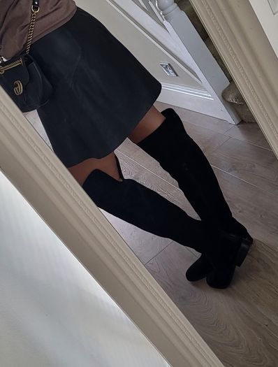 OFFICE black suede Over the Knee (OTK) high boots Sz 7 (Fit 7-8UK) - Rrp 150 (New)
