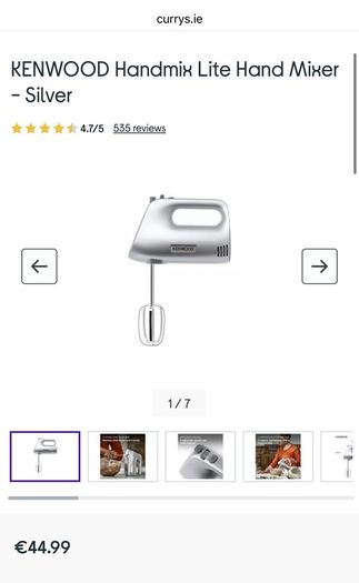 Kenwood Handmix Lite Hand Mixer - Silver, Like New