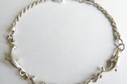 Vintage 925 Sterling Silver Dolphin Link Bracelet 7.2"  -  4,5 grams