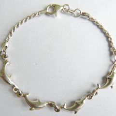 Vintage 925 Sterling Silver Dolphin Link Bracelet 7.2"  -  4,5 grams