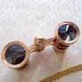 Vintage style opera glasses, small binoculars, red and gold with chain Image 8