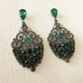 Art Deco Style Emerald Stone Statement Earrings Image 4