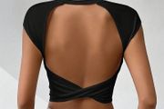 TEMU Twist Black Backless Crop Top Size S