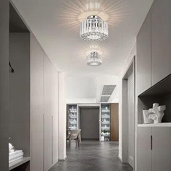 Crystal Ceiling Light - Easric Modern Ceiling Lights Living Room LED Ceiling Lighting Industrial Chandeliers Ceiling Lights for Bedroom Hallway Kitchen Bathroom,Chrome