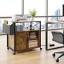 Wooden Printer Stand With Power Outlets, Industrial Storage Cabinet, Print Stand Filing Cabinets with Key, Wooden Sideboard with Open Shelf, Brown Image 4