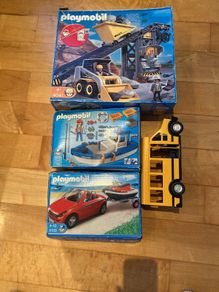 Playmobil bundle- boat, car, jet ski, bus, loader and construction set