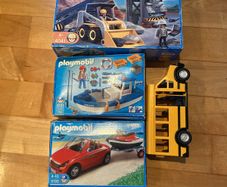 Playmobil bundle- boat, car, jet ski, bus, loader and construction set