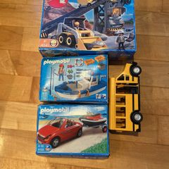 Playmobil bundle- boat, car, jet ski, bus, loader and construction set