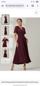 Jolie Moi Burgundy Red Wrap Bodice Super Smooth Jersey Maxi Dress