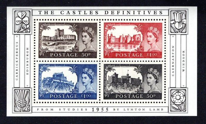 2005 Great Britain 50th Anniversary of First Castles Definitive Commemorative Stamps Miniature Sheet Mint Never Hinged (MNH)