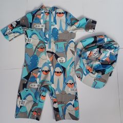 Baby Boy Sunsuit / Unitard with Hat Age 12-18 months