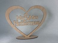 main image for ad Heart with Mr&amp;Mrs &amp; Custom Surname - Freestanding Wedding Wooden Signs