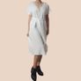 White & Gold Lace Dress with V-Neck and Ruffles  Size S Image 6