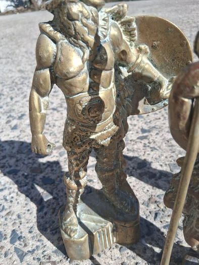 3 x Mid Century 10 inch Solid Brass Viking Warriors(6.9 kgs)