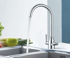 Kitchen Sink Mixer Tap Monobloc Dual Lever Chrome 360 Swivel High Arc