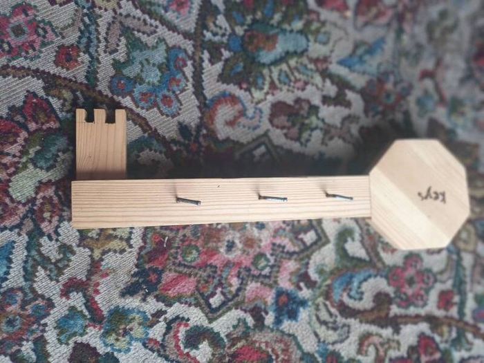 Wooden Key-Shaped Key Hanger