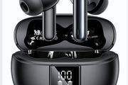Wireless Earbuds,Wireless Earphones Bluetooth 5.3 in Ear with 4 Mic ENC Calls Noise Cancelling Wireless Headphones Mini LED Display HiFi Stereo 42H Playtime Bluetooth Earbuds Touch Control/IP6/Black-A60PRO