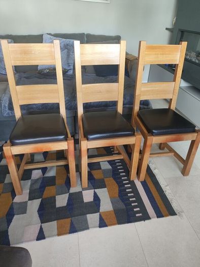 Oak Dining Chairs and Bench for Sale