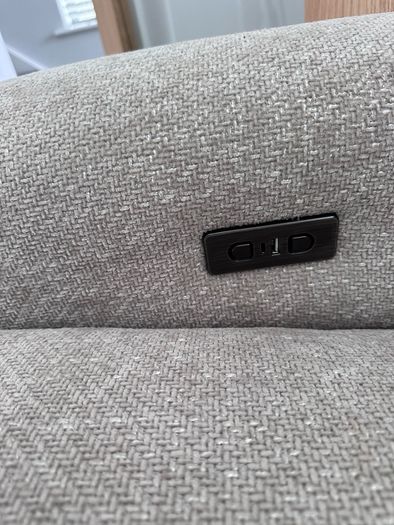 3 Seater Beige Fabric Power Recliner Sofa - Ashbrook