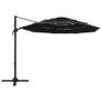 4-Tier Parasol with Aluminium Pole Black 3x3 m Image 3