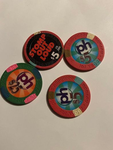 4x Authentic Las Vegas Casino Chips - Planet Hollywood - Inc Rare Stomp Out Loud 5