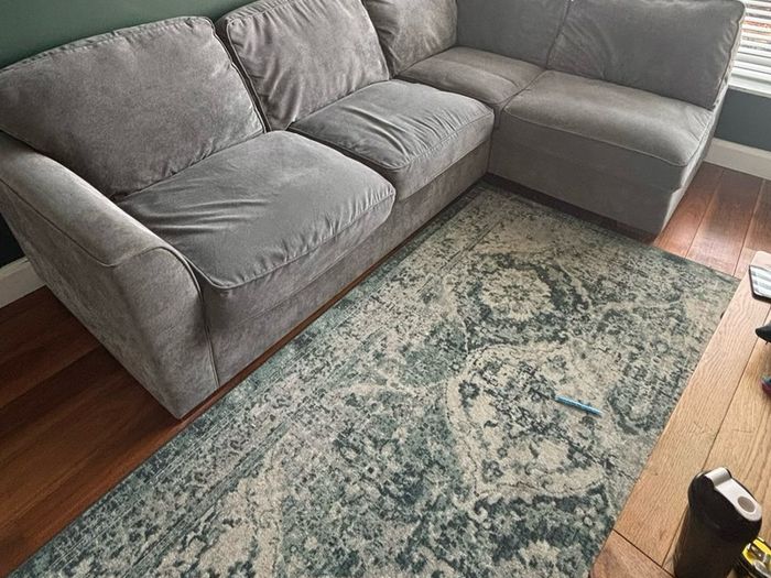 Grey Corner Sofa with Footstool (Harvey Norman Fantasia)