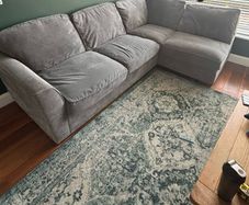 Grey Corner Sofa with Footstool (Harvey Norman Fantasia)