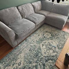 Grey Corner Sofa with Footstool (Harvey Norman Fantasia)