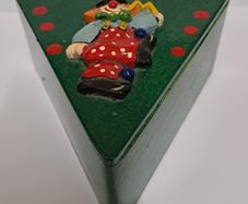 Vintage wooden box with clown