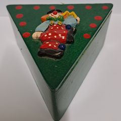 Vintage wooden box with clown