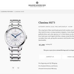 Brand-new Baume & Mercier Classima 10273 Men's Watch
