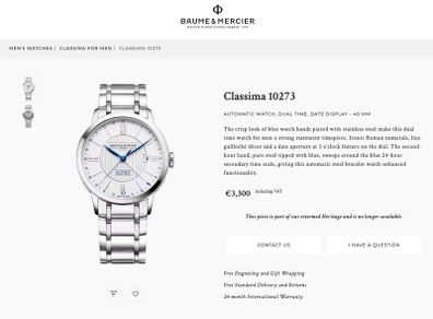 Brand-new Baume & Mercier Classima 10273 Men's Watch