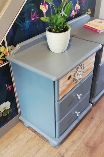Matching pair of 3 drawer bedside lockers newly restyled