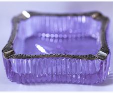 Alexandrite Neodymium Crystal Ashtray Solid 800 Silver Overlay