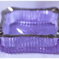Alexandrite Neodymium Crystal Ashtray Solid 800 Silver Overlay