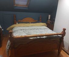 Pine Bed + mattress with FREE lockers and dresser for sale