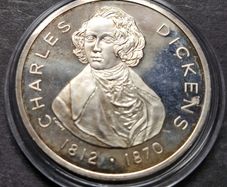 United Kingdom 1968 Medal - Charles Dickens BCS 12 Britannia Commemorative Society (41.3 Grams .999 Silver)