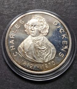 United Kingdom 1968 Medal - Charles Dickens BCS 12 Britannia Commemorative Society (41.3 Grams .999 Silver)