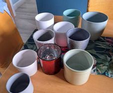 Set of 10 Assorted Ceramic Plant Pots, Various Sizes and Colours