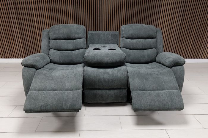 Roma Plus Grey Fabric Wireless Charging Recliner Sofa